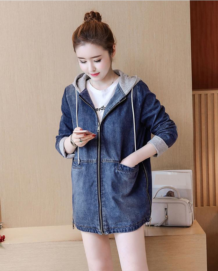 ÁO KHOÁC JEAN FORM DÀI PHỐI NÓN XÁM